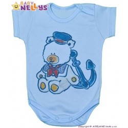 Body Kr. rukáv Baby Nellys ® - Medvedík - námorník - modré