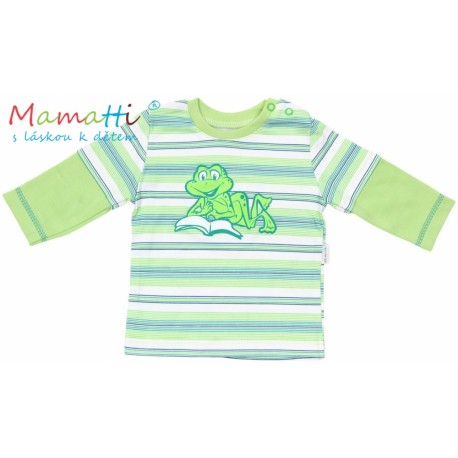 Tričko dlhý rukáv Mamatti - FROG - zelené/zelené prúžky