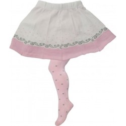 YO! Bavlnené pančucháčky so sukničkou - ružovo/sv. ružové s ornamentami