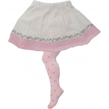 YO! Bavlnené pančucháčky so sukničkou - bielo/ružové s labuťou